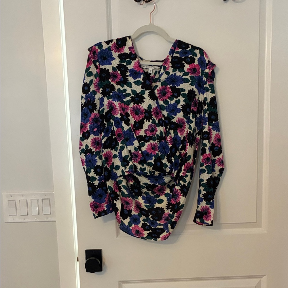 Veronica Beard Floral Blouse - Pink, Blue, Black